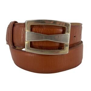 80s leather belt two tone buckle 1980s vintage